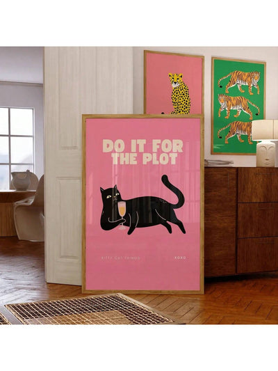 Whiskers & Bubbles: 'Do It For The Plot' Funny Cat Print Wall Art