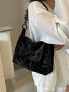 Chic and Stylish Solid Color Crescent Flap Shoulder Bag for Women