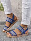 Bohemian Bliss: Blue Round Toe Flat Sandals with Woven Tassels - Versatile and Stylish for Travel and Vacation