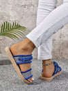 Bohemian Bliss: Blue Round Toe Flat Sandals with Woven Tassels - Versatile and Stylish for Travel and Vacation