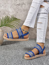 Bohemian Bliss: Blue Round Toe Flat Sandals with Woven Tassels - Versatile and Stylish for Travel and Vacation