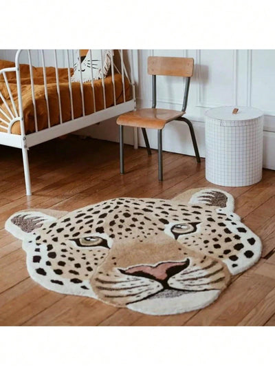 Cozy Safari: Plush Animal-Shaped Anti-Slip Floor Mat - Leopard & Tiger Design