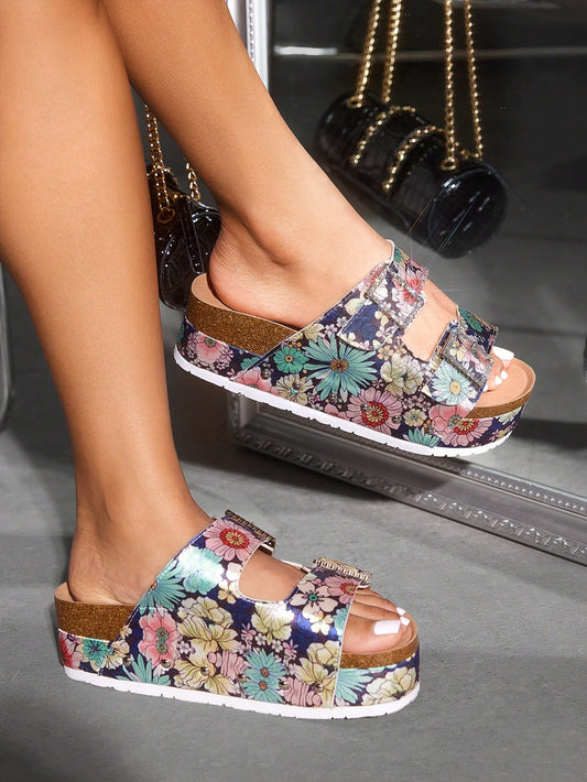 Trendy Colorful Floral Straps Wedge Sandals - Chic Comfort for Every Occasion