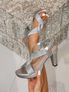 Silver Shimmer: Peep Toe High Heeled Waterproof Platform Sandals