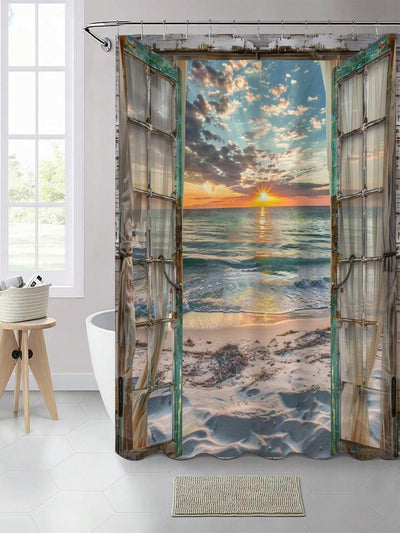 Sunset Seascape Shower Curtain: Enhance Your Bathroom with Coastal Art