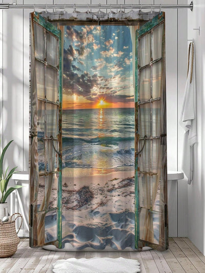 Sunset Seascape Shower Curtain: Enhance Your Bathroom with Coastal Art