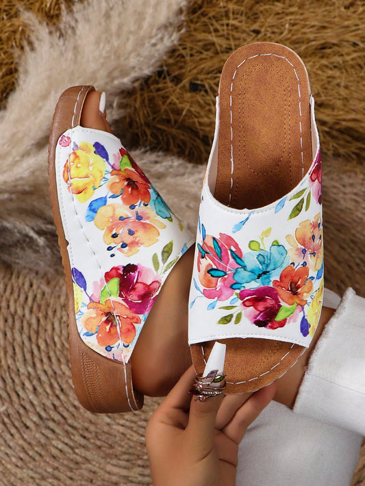 Elevate your summer style with our Chic Floral Printed Flat Sandals. Featuring a stylish and trendy floral print, these sandals are the perfect addition to any outfit. The flat design provides all-day comfort, making them a must-have for your summer wardrobe.