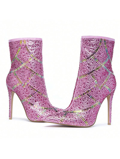 Shine Bright in Pink: Glamorous Sparkling High Heels for Women