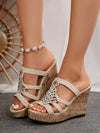 Colorful Snake Print Butterfly Flower Plus Size Wedge Sandals with Platform