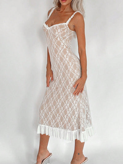 Luxe Lace Ruffle Slip Dress: Perfect for Summer Elegance