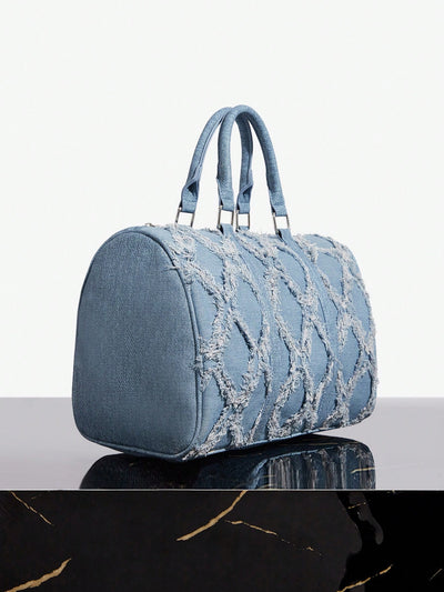 Diamond Denim Dreams: Fashionable Street Tote Bag for Gym, Vacation, and Travel