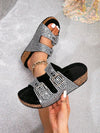 Shiny Rhinestone Platform Sandals: Elevate Your Casual Outfits & Beach Vacation Looks with Beautiful Wood Grain Design