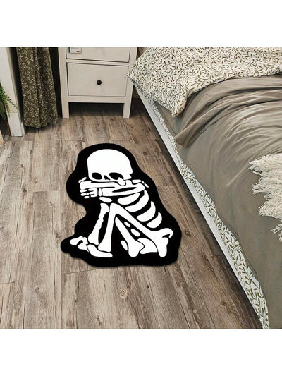 Crybaby Skeleton Patterned Decorative Rug: Horror Elements, Non-Slip, Wear Resistant