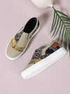 Stylish and Comfortable Color Block Slip-On Sports Shoes in Khaki