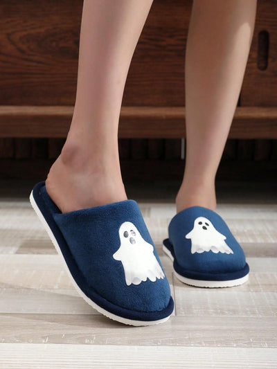 Spooky Halloween Night Light Couple Indoor Slippers - Comfortable & Festive Floor Slippers