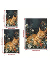 Sleepy Cat in Flower Garden Canvas Poster - Perfect Wall Art for Home Decor