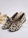 Wildly Chic: Leopard Print Flat Lace-Up Shoes for Fashionable Women