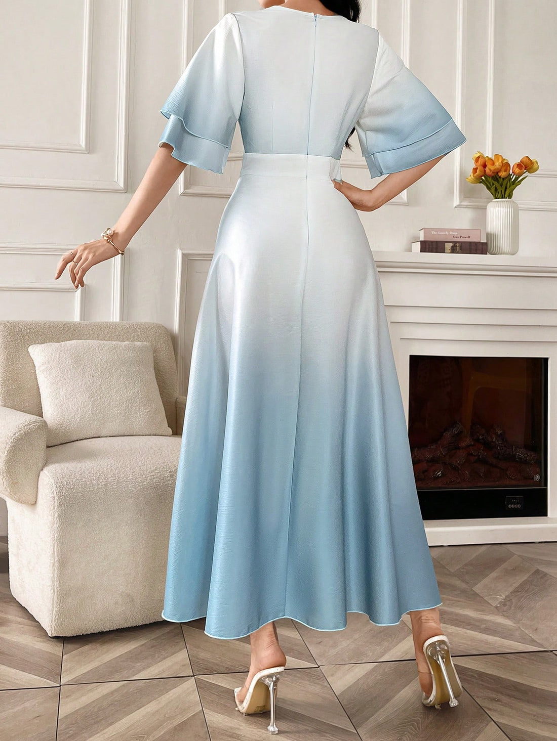 Add some effortless style to your summer wardrobe with our Chic Ombre Ruffle Trim V-Neck Summer Dress. The ombre color effect and v-neck design create a chic and modern look, while the ruffle trim adds a touch of femininity. Stay cool and stylish all season long with this must-have dress.