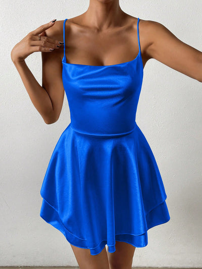 Chic Summer Elegance: Solid Satin Cami Dress for Effortless Style