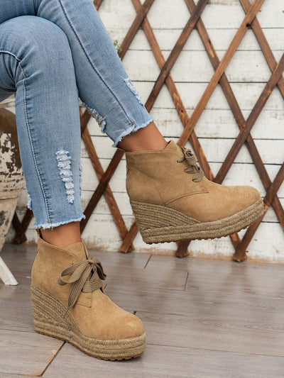 Step Up Your Style: Women's Fashion Platform Lace-Up Boots with Height Increase