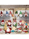 Festive Gnome Wonderland: 24-Piece Wooden Hanging Decorations for Christmas Cheer