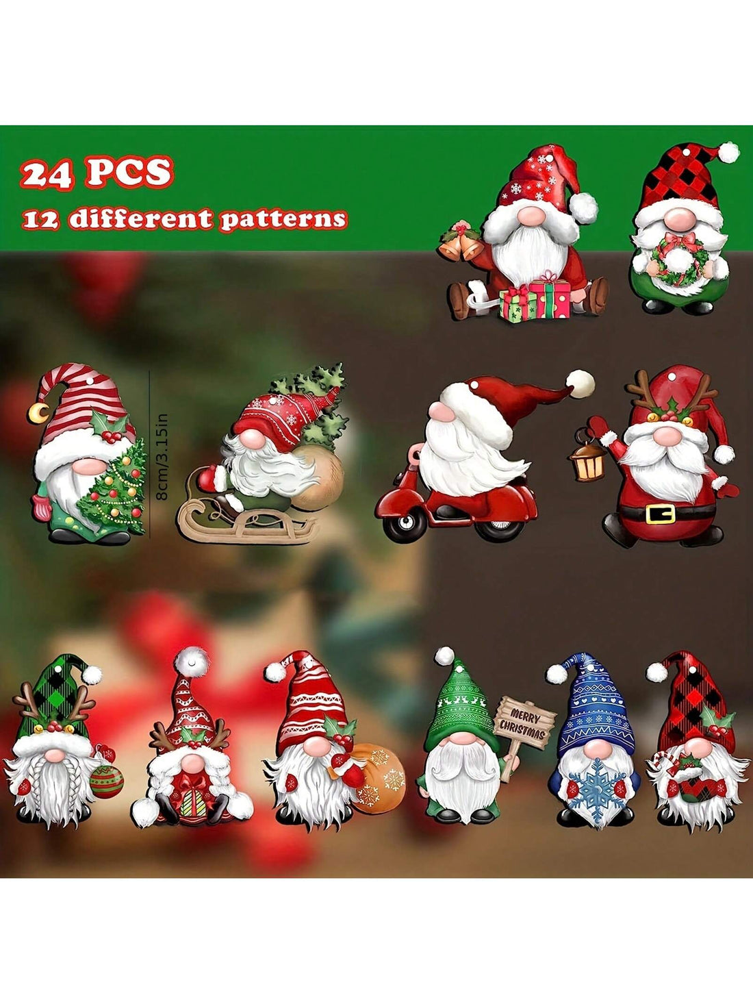 Experience Christmas magic with Festive Gnome Wonderland: 24-Piece Wooden Hanging Decorations. These whimsical gnomes will add charm to your holiday home, with wooden construction for durability and ease of hanging. Bring joy and cheer to your festivities with this enchanting decor set.