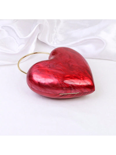 Chic Vintage Heart-Shaped Acrylic Clutch – Perfect for Parties and Special Occasions