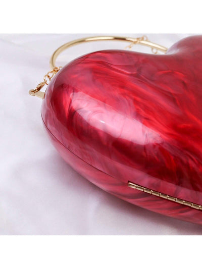 Chic Vintage Heart-Shaped Acrylic Clutch – Perfect for Parties and Special Occasions