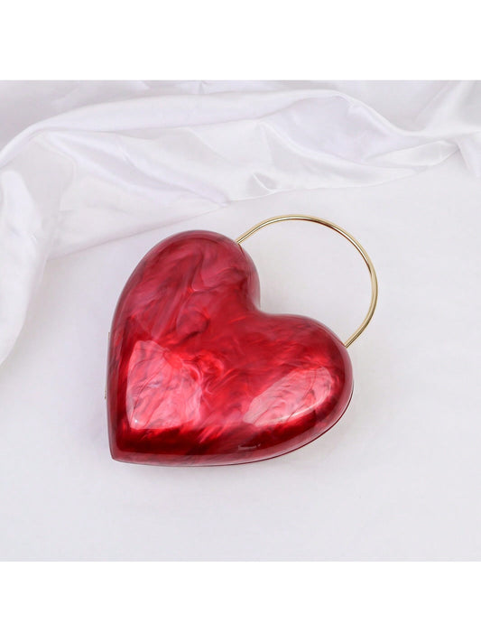 Chic Vintage Heart-Shaped Acrylic Clutch – Perfect for Parties and Special Occasions