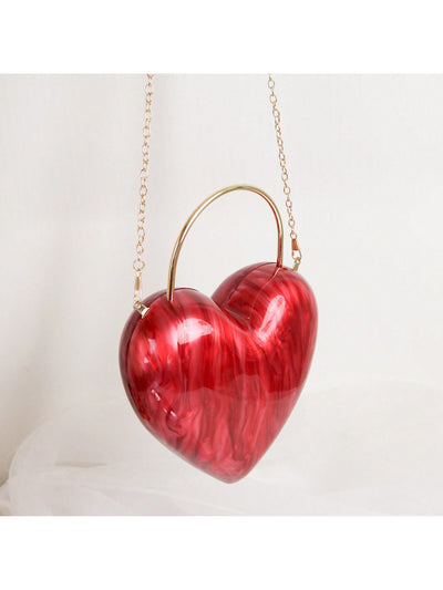 Chic Vintage Heart-Shaped Acrylic Clutch – Perfect for Parties and Special Occasions