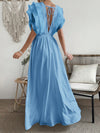 Elegant Deep V-Neck Ruffle Hem Summer Dress for Women