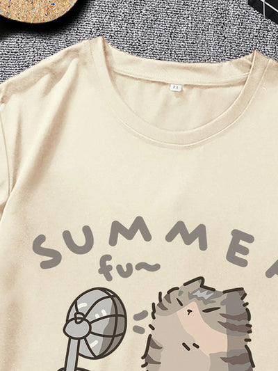 Meow-some Summer Style: Manfinity Hypemode Men's Cartoon Cat Print T-Shirt