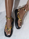 Chic & Stylish Leopard Print Wedge Sandals: Ankle Strap & Clip Toe