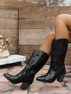 Chic Sequin Embroidered Side Zip Cowboy Boots for Fashionable Women