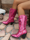 Chic Sequin Embroidered Side Zip Cowboy Boots for Fashionable Women