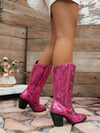 Chic Sequin Embroidered Side Zip Cowboy Boots for Fashionable Women