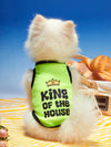 Summer Breeze: King of the House Fluorescent Green Pet Vest for Cool and Comfortable Adventures