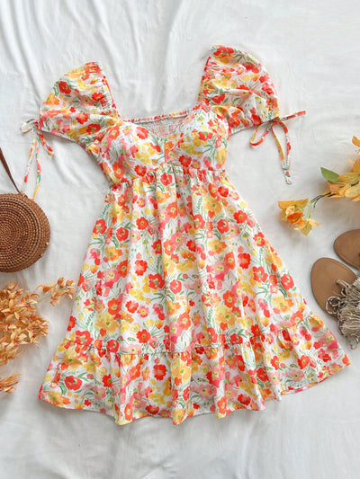 Flower Power: Women's Vacation Watercolor Romantic Flowers Dress