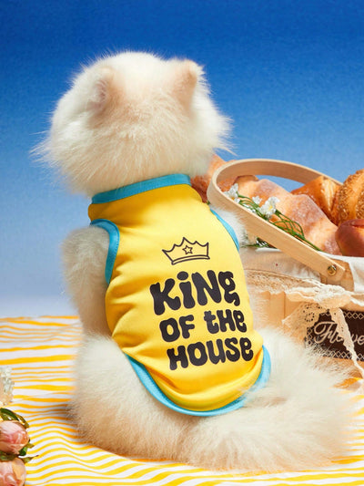 Summer Breeze: King of the House Fluorescent Green Pet Vest for Cool and Comfortable Adventures