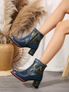 Floral Fantasy: Western Style Leather Ankle Boots for Autumn and Winter