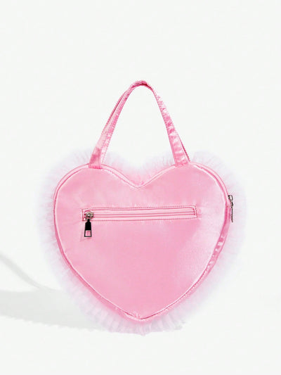 Enchanting Heart-Shaped Handbag with Diamond Pearl Decor