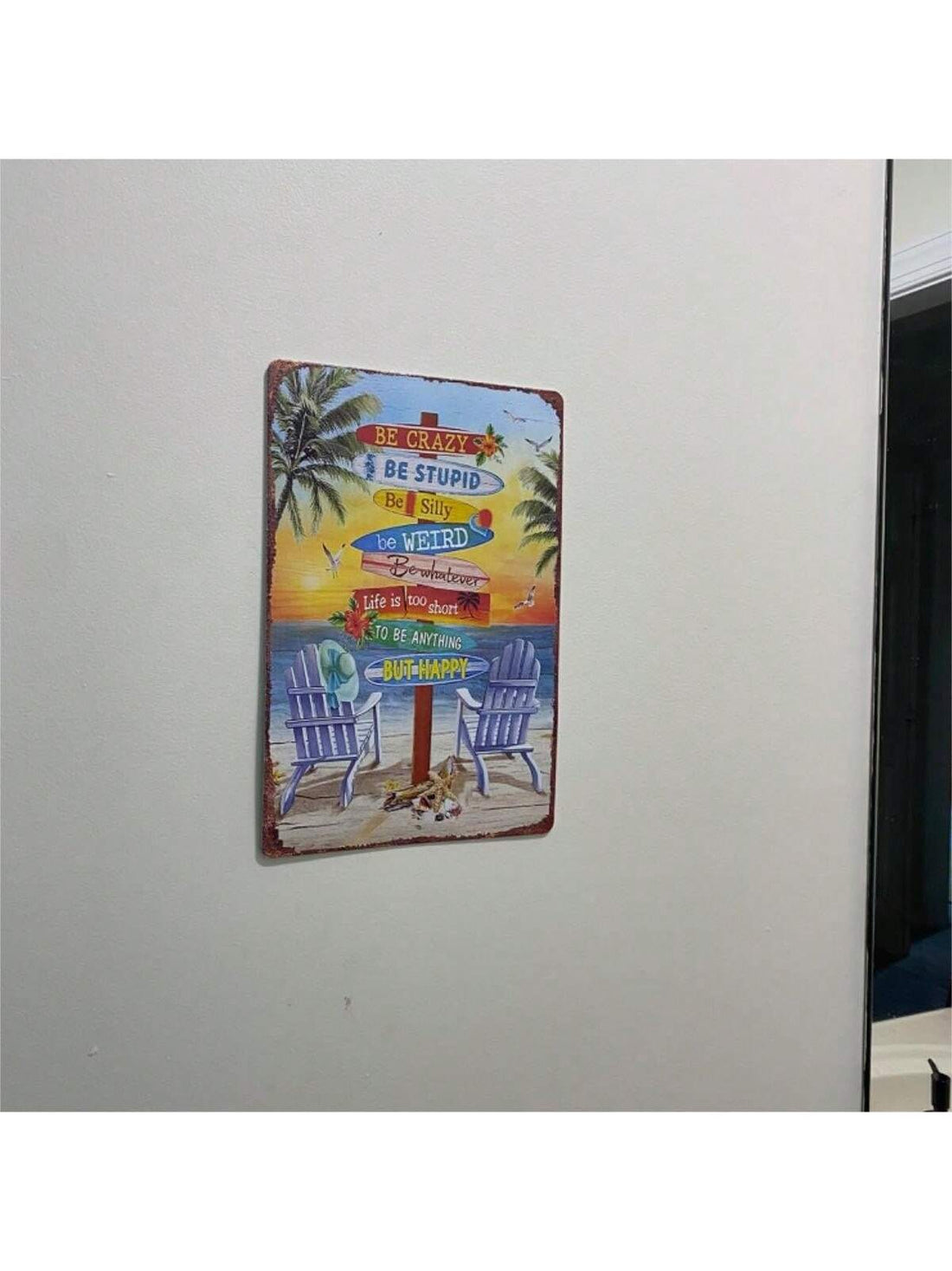 This vintage surfboard beach canvas print is the perfect addition to any living room or bedroom decor. Measuring at 20x30 cm, it's the ideal size for adding a retro touch to your space. Made from high-quality materials, this print is sure to impress with its classic design and durability. Bring the beach to your home with this stylish tin sign.