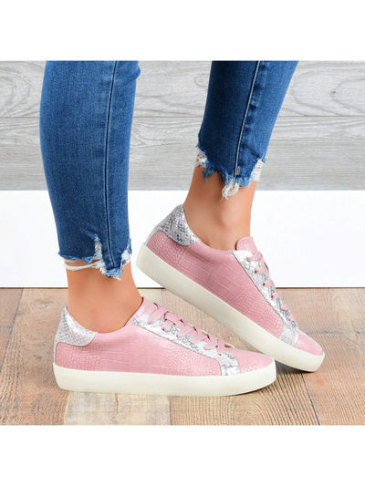 Colorblock Lace-Up Sneakers: Stylish Comfort for Women