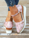 Pink Bowknot Lightweight Platform High Top Sandals: Stylish Roman Shoes for Plus Size Women with Wide Feet