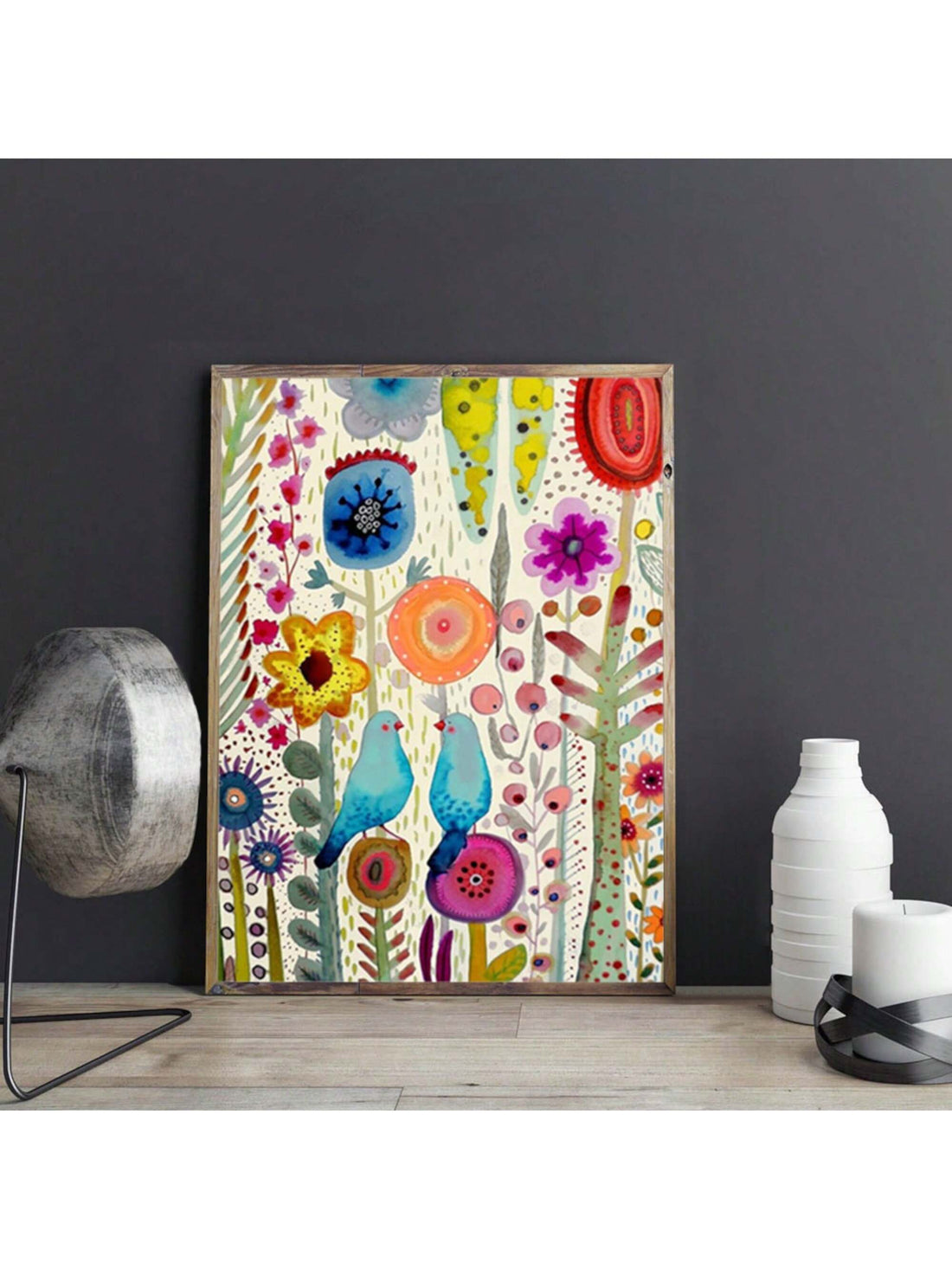 This stunning poster painting features a beautiful flower and blue bird, making it a perfect addition to any home decor. Showcase your aesthetic style and give it as a thoughtful gift to friends. Bring in the beauty of nature with this exquisite piece.