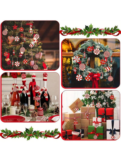 Sweeten Your Christmas: 24-Piece Wooden Candy Cane Decorative Set