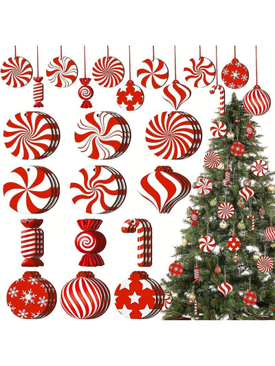 Sweeten Your Christmas: 24-Piece Wooden Candy Cane Decorative Set