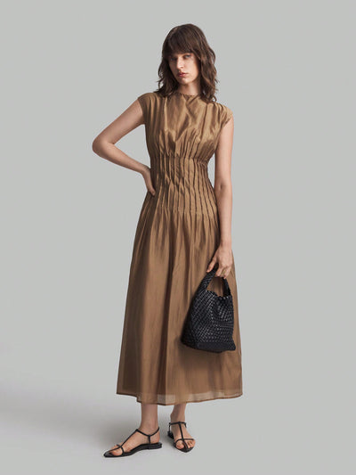 Elegant Summer Pleated Sleeve Dress for Women