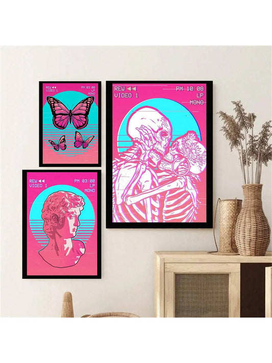 Expertly crafted in vibrant colors, this Retro Skeleton Pink Canvas Wall Art will elevate the aesthetic of any home or room. Made with high-quality materials and attention to detail, this unique piece of décor adds a touch of nostalgia and style to any space. Perfect for those who appreciate both vintage and modern design.