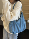 Vintage Blue Distressed Slouchy Shoulder Bag: Perfect College & Work Bag for Women